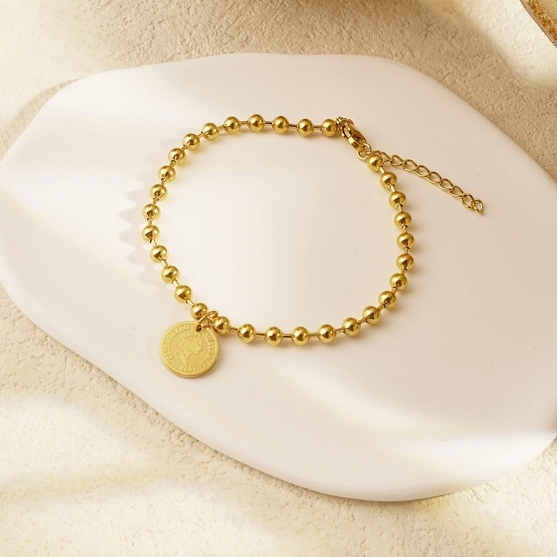 Elegant Round Heart Shape 304 Stainless Steel 18K Gold Plated Bracelets In Bulk