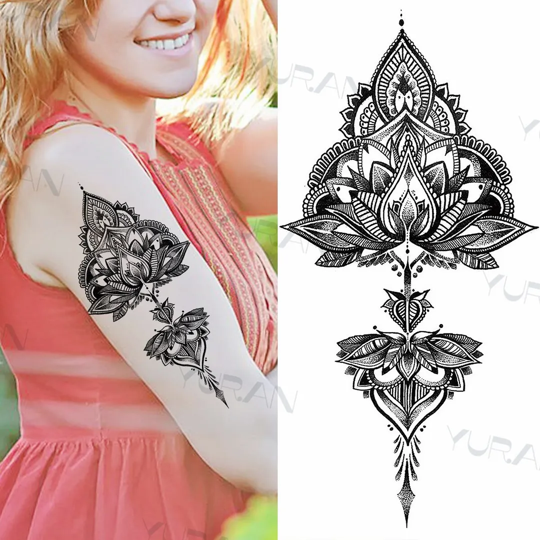 Sdrawing Tiger Flower Temporary Tattoo For Men Adult Fake Cat Dragon Tiger Eagle Wolf Tattoo Sticker Water Transfer Tatoo Paste