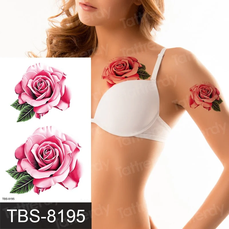 Fashion Colorful Tattoo Waterproof Stickers Beautiful Flowers Tattoo Women New Waterproof Temporary Black Tattoo Sticker Body