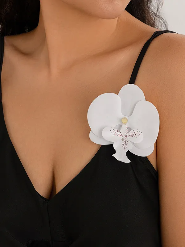 Flower Shape Brooch Accessories WHITE-One_size