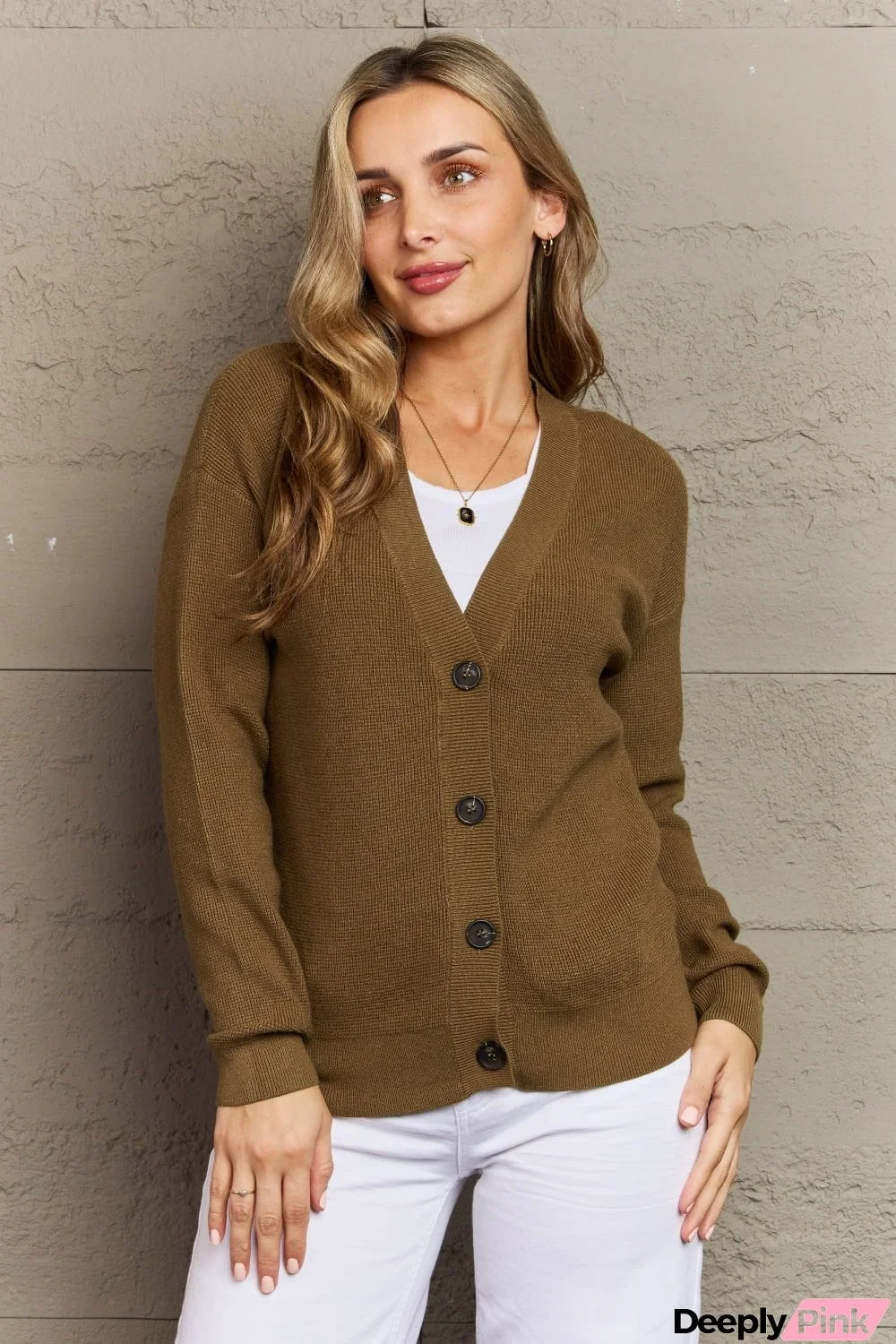 Zenana Kiss Me Tonight Full Size Button Down Cardigan in Olive
