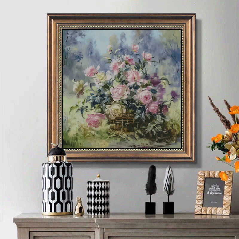 1set DIY Printed Cross Stitch Kit 【DD00408- Rose flowers in the flower basket】printed (stamped) cross-stitch Painting Fairy Cross Stitch