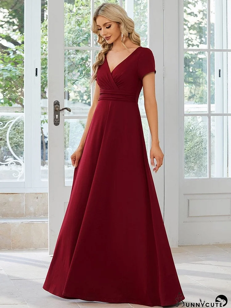 Enchanting V Neck A Line Ruched Bridesmaid Gown