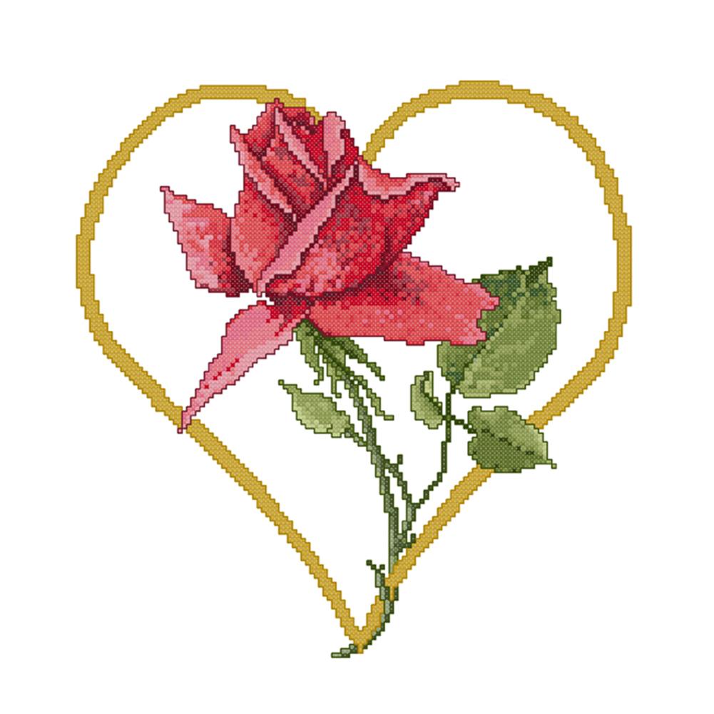 

Rose In Heart - 14CT Stamped Cross Stitch - 33*33cm, 501 Original