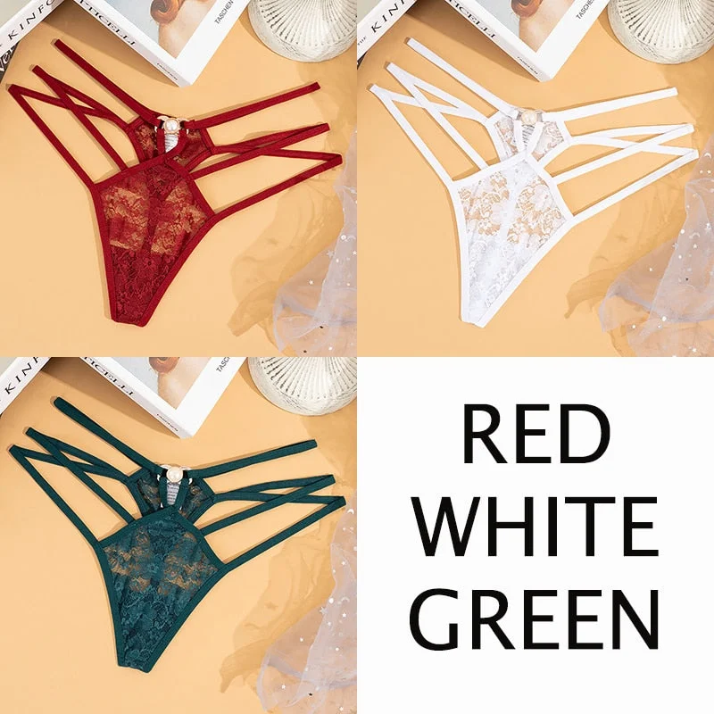 Sexy Lace Floral Thong Women  Seamless Panties Perspective Thongs Ladies Underwear Female Low Rise Cross Strap G-string