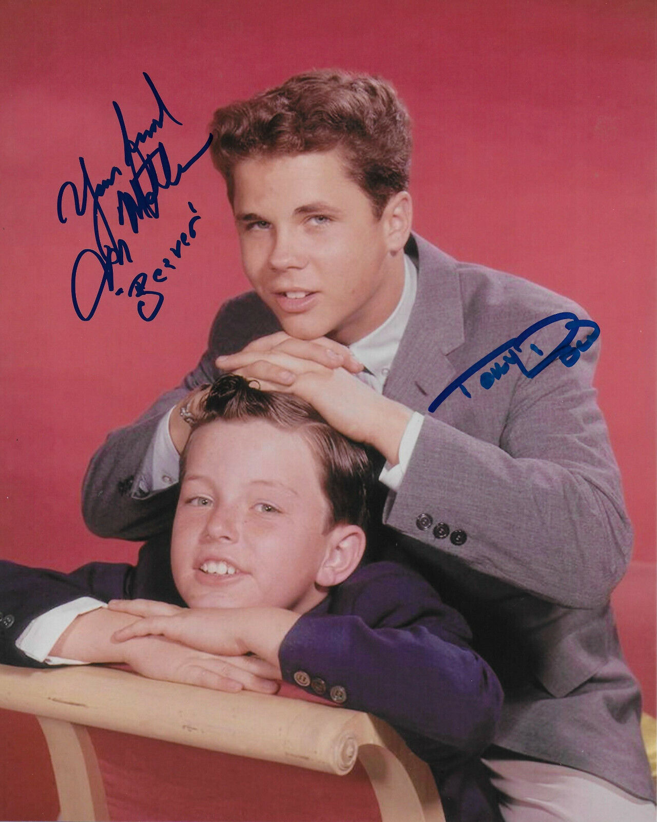 Jerry Mathers & Tony Dow Leave it to Beaver Original Autographed 8X10 Photo Poster painting #13