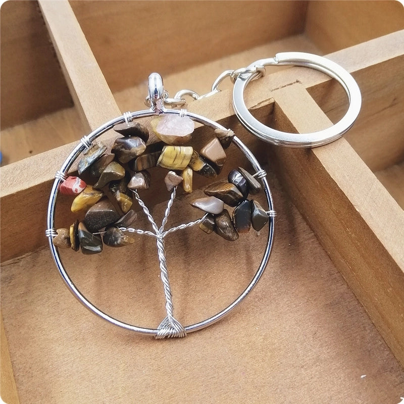 Elegant Minimalist Life Tree Crystal Copper Plating Keychain