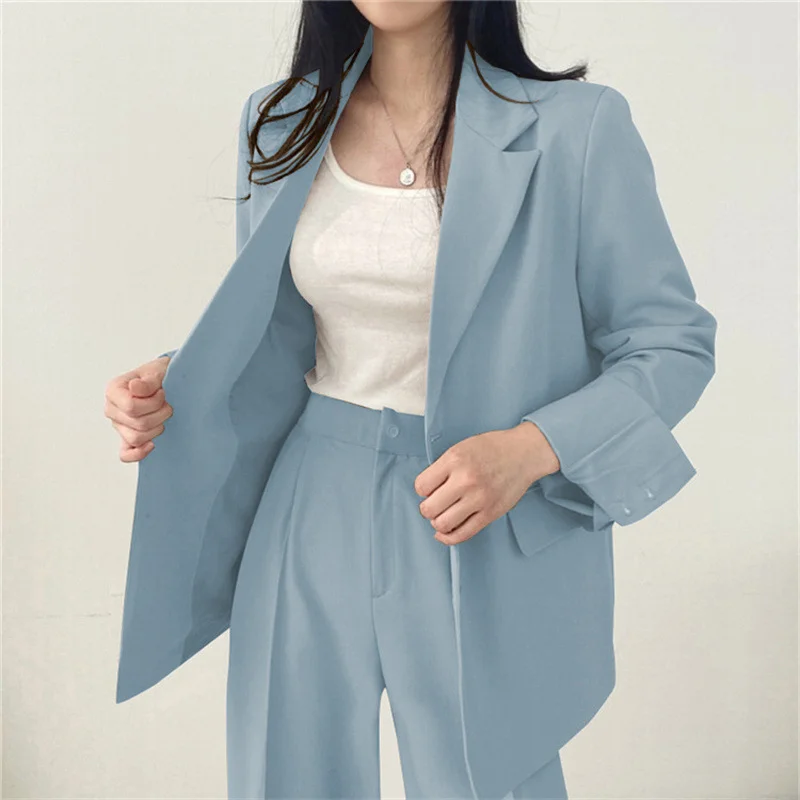 Athvotar Athvotar And Autumn New Blazer Female British Wind Casual Versatile Blue Small Medium Long Suit Female