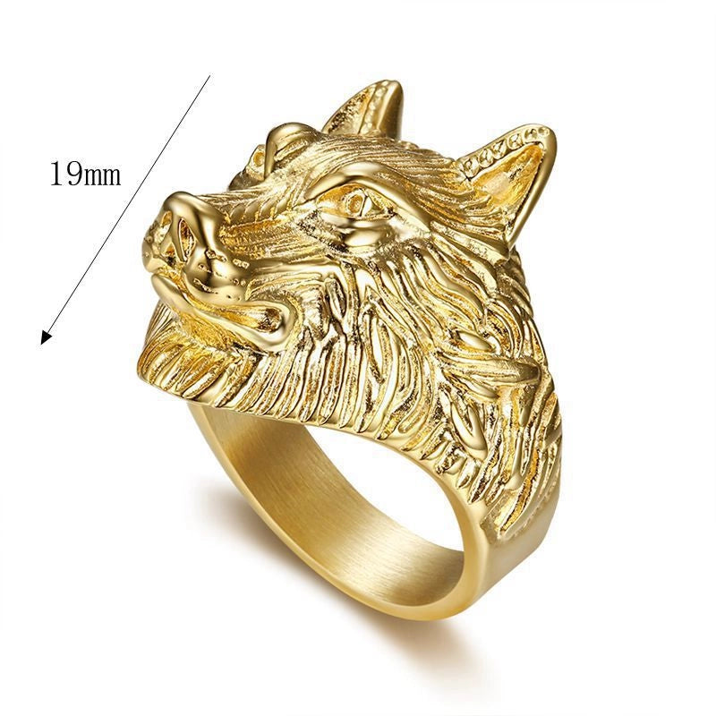 Hip-Hop Wolf Titanium Steel Men’s Rings