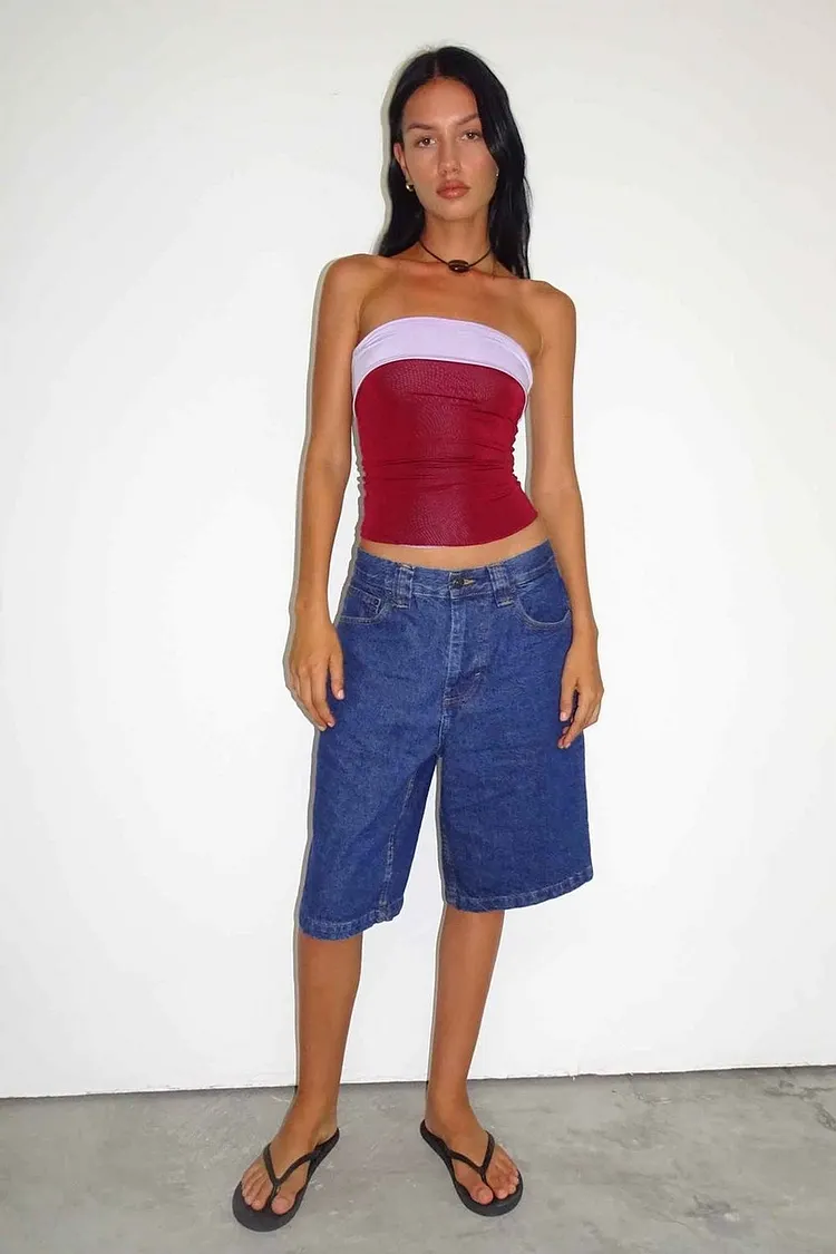 Vintage Inspired Denim Capri Shorts for Women
