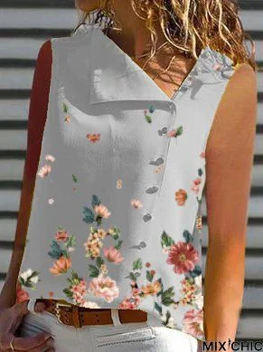 Casual Sleeveless Shift Floral Top