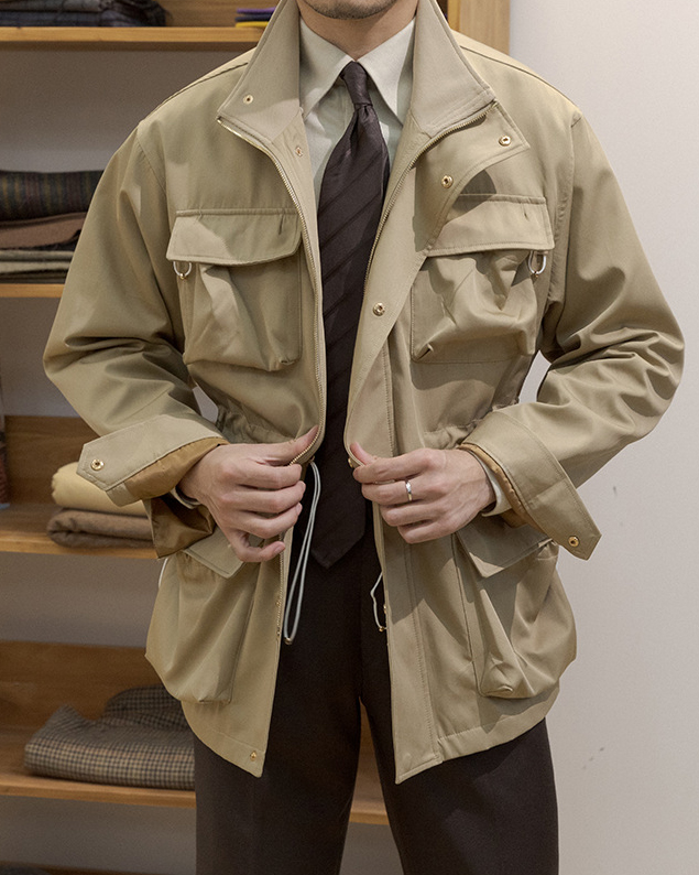 Men's Khaki Gentleman Vintage Work Jacket 003