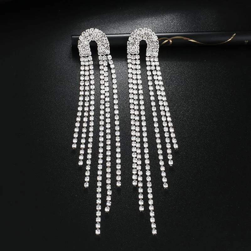 Rhinestone LuxuryTassel Drop Dangle Earrings For Women Party Jewelry