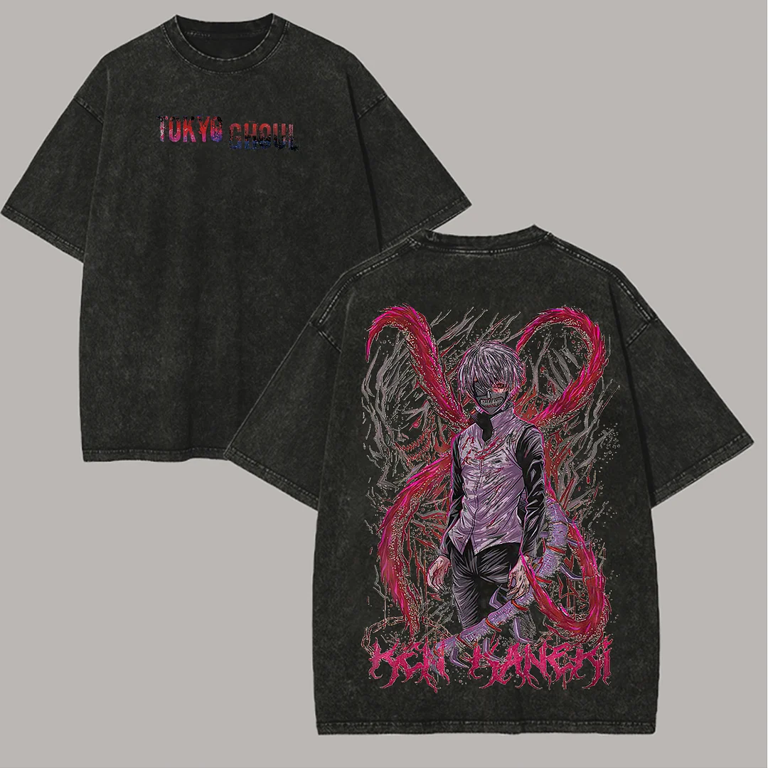 Tokyo Ghoul Ken Kaneki Printed Unisex Washed T-Shirt