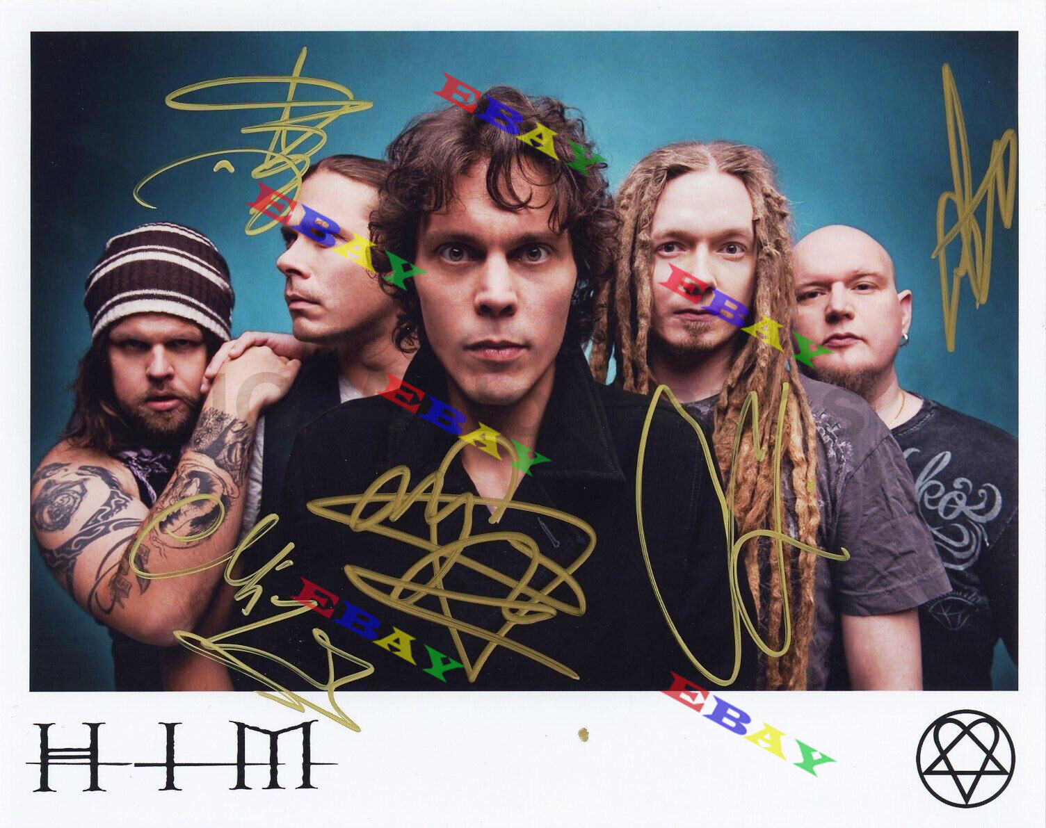 H.I.M. Finnish Rock Band Autograph Band Autographed signed 8x10 Photo Poster painting Reprint