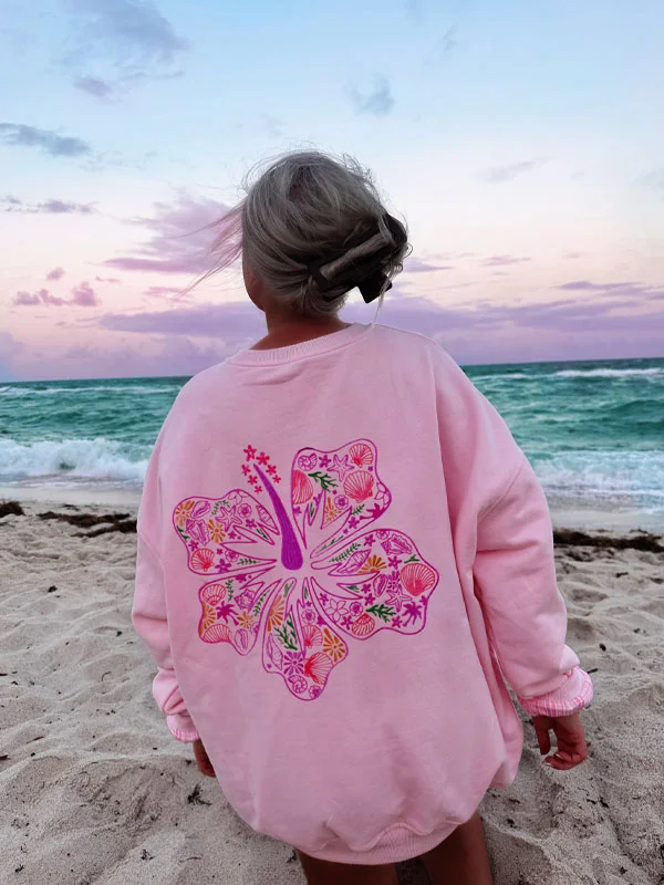 Round neck multi embroidered sweatshirt 