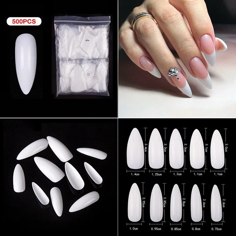 500pcs/pack Short Nails Full Cover Fake Nail Tips Long Coffin Nail Half Cover False Nails Ballerina Nail Tips Art Tips Nails-Nail Inspo