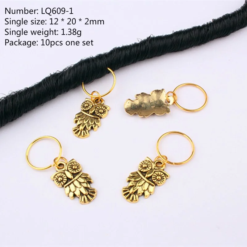 10Pcs/Pack Golden 11 Styles Life Tree Charms Hair Braid Dread Dreadlock Beads Clips Cuffs Rings Jewelry Dreadlock Accessories