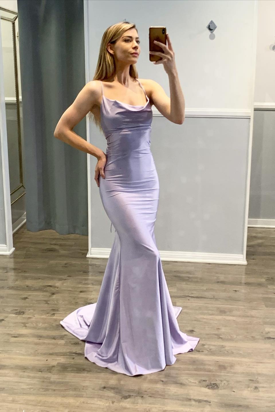 Mermaid Light Purple Spaghetti-Straps Prom Dress Ballbellas Ballbellas