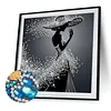 Pearl Lady Silhouette 5D DIY Diamond Art Painting Kit Partial Drill 30x30cm