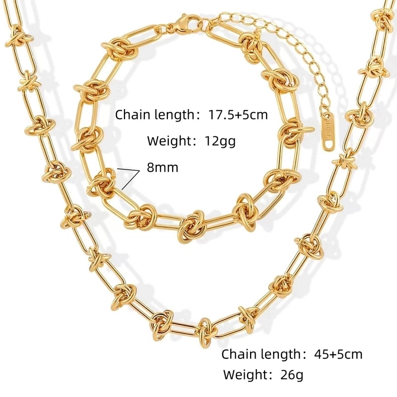 Hip-Hop Punk Solid Color Titanium Steel 18K Gold Plated Bracelets Necklace