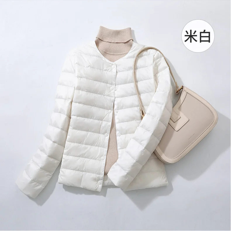 Toloer Autumn Winter Korean Version Of The New Down Jacket Thin Round V Collar Long Sleeve Slim Liner Short Jacket Jacket Tide-Outfit Ideas