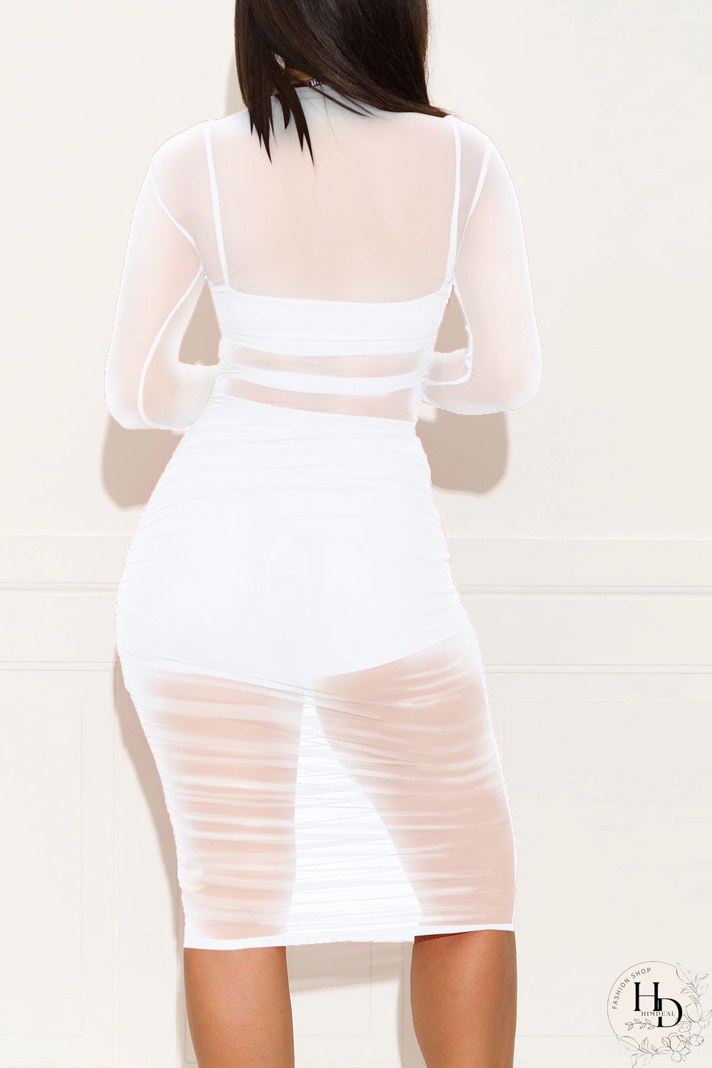 White Cap Sleeve Long Sleeves O neck Pencil Dress Knee-Length Patchwork Print Dresses