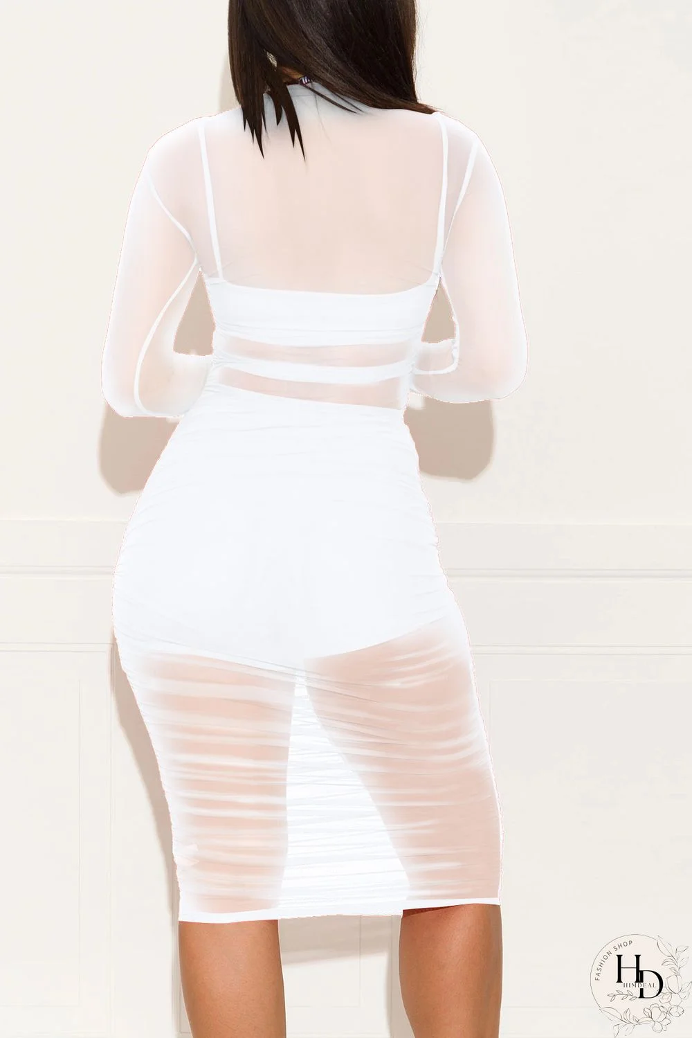 White Cap Sleeve Long Sleeves O neck Pencil Dress Knee-Length Patchwork Print Dresses