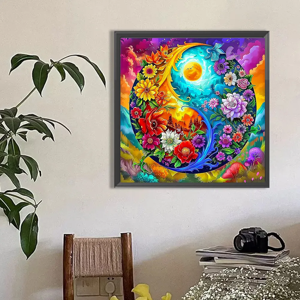 Diamond Painting - Full Round Drill - Tai Chi Flower(Canvas|50*50cm)