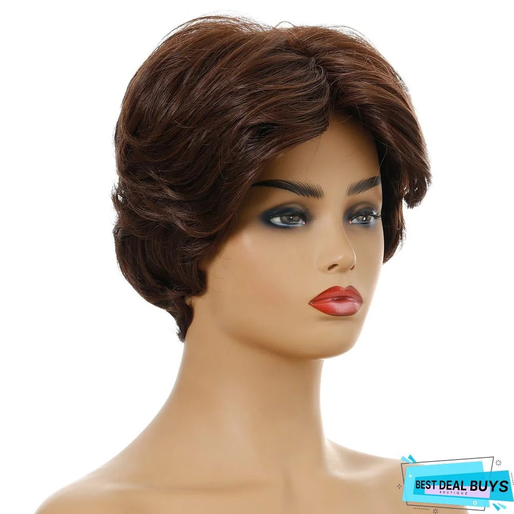 Ladies' Wigs Are Fashionable and Realistic Natural Chemical Fiber Short Curly Hair Headgear