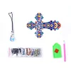 6pcs DIY Feather Diamond Painting Bookmarks with Crystal Pendant Kits