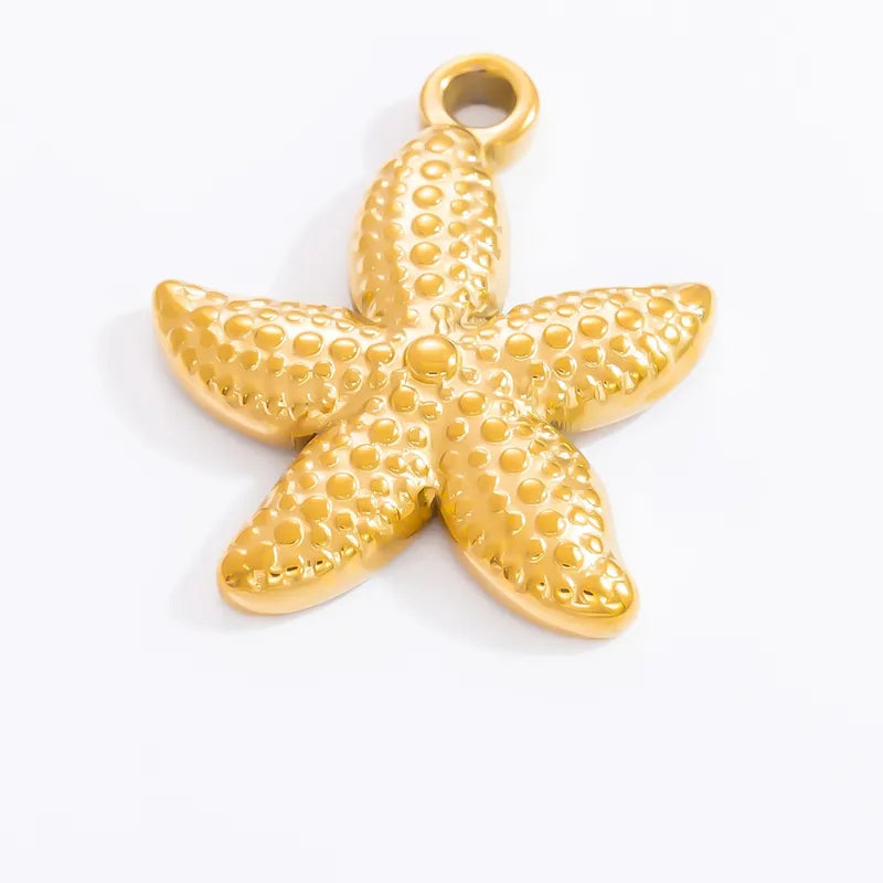 1 Piece 28.4*36.1mm 304 Stainless Steel Zircon 18K Gold Plated Starfish Crab Shell Polished Pendant Jewelry Accessories
