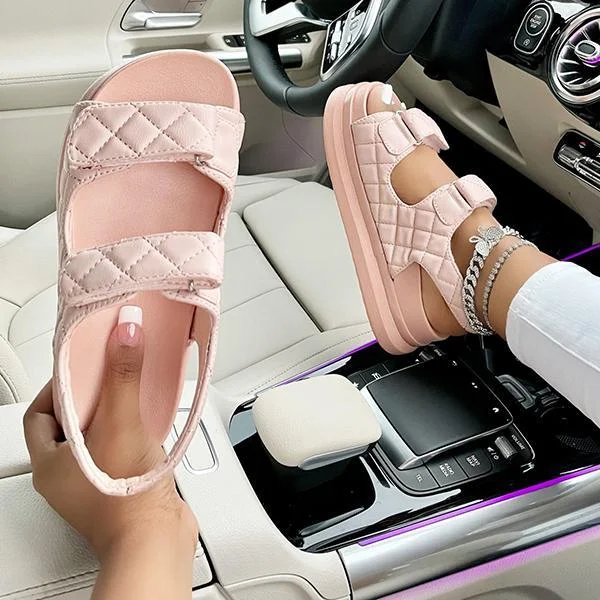 Fashion Diamond Pattern Velcro Sandals