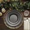 10 Pack | 10" Black / Silver Beaded Rim Plastic Dinner Plates, Disposable Round Party Plates