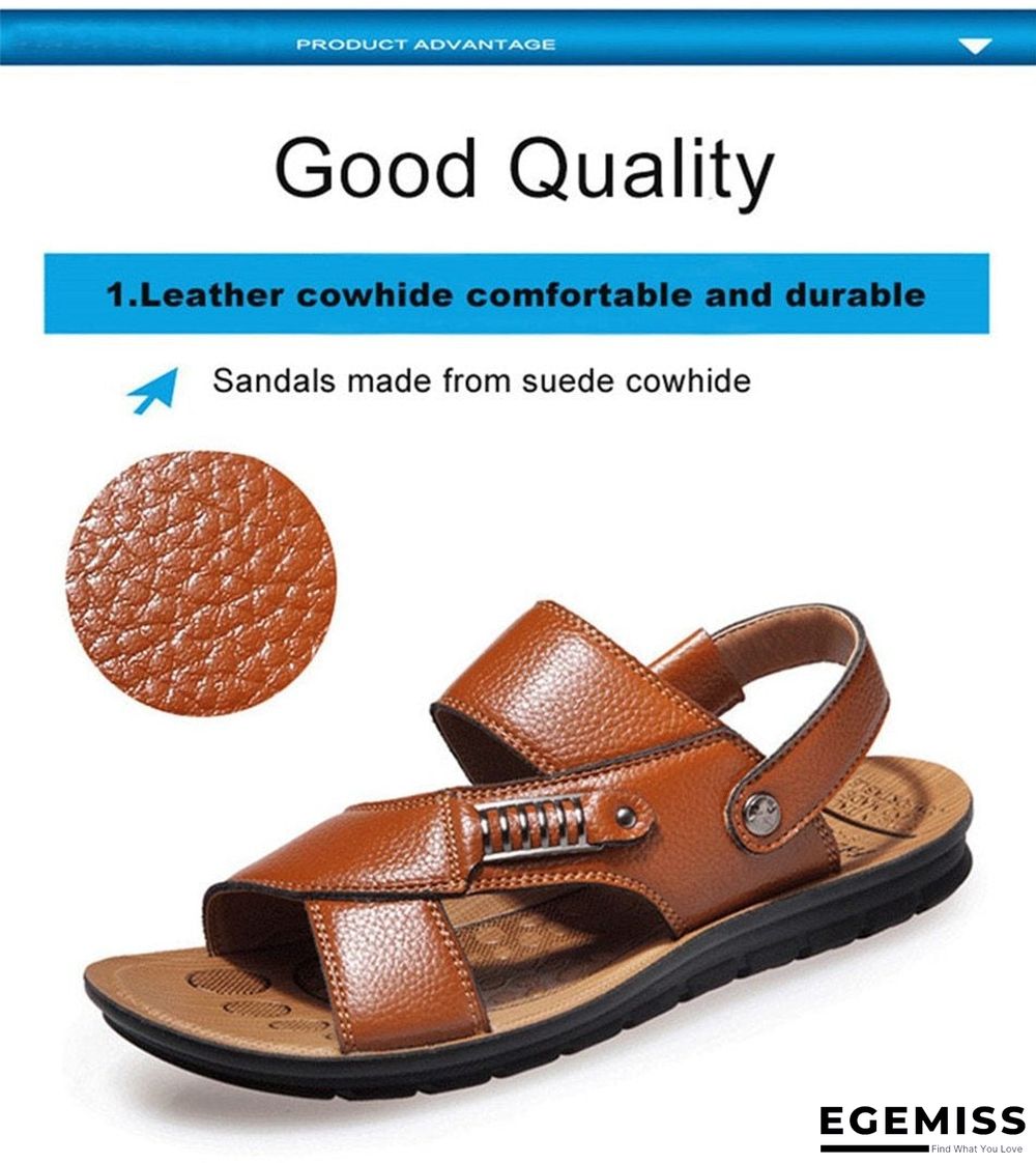 Men Genuine Leather Roman Sandals Male Casual Shoes Flip Flops Fashion Outdoor Slippers Shoes | EGEMISS