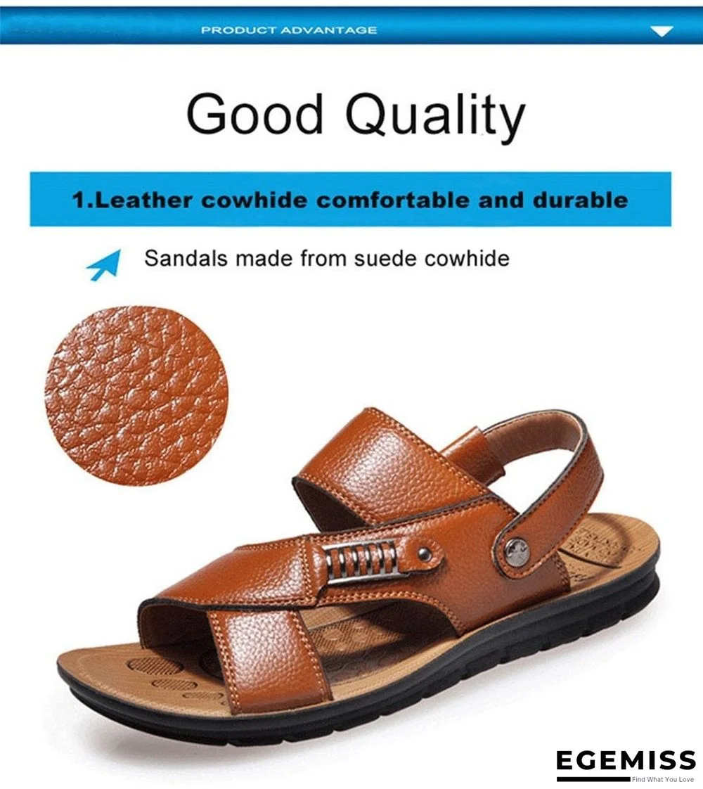 Men Genuine Leather Roman Sandals Male Casual Shoes Flip Flops Fashion Outdoor Slippers Shoes | EGEMISS