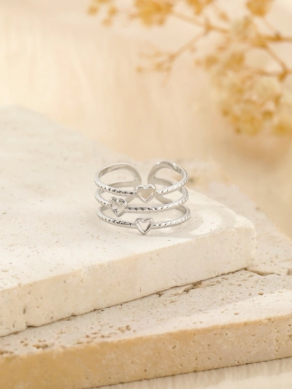 304 Stainless Steel 18K Gold Plated Classical Classic Style Plating Hollow Out Star Moon Heart Shape Open Rings