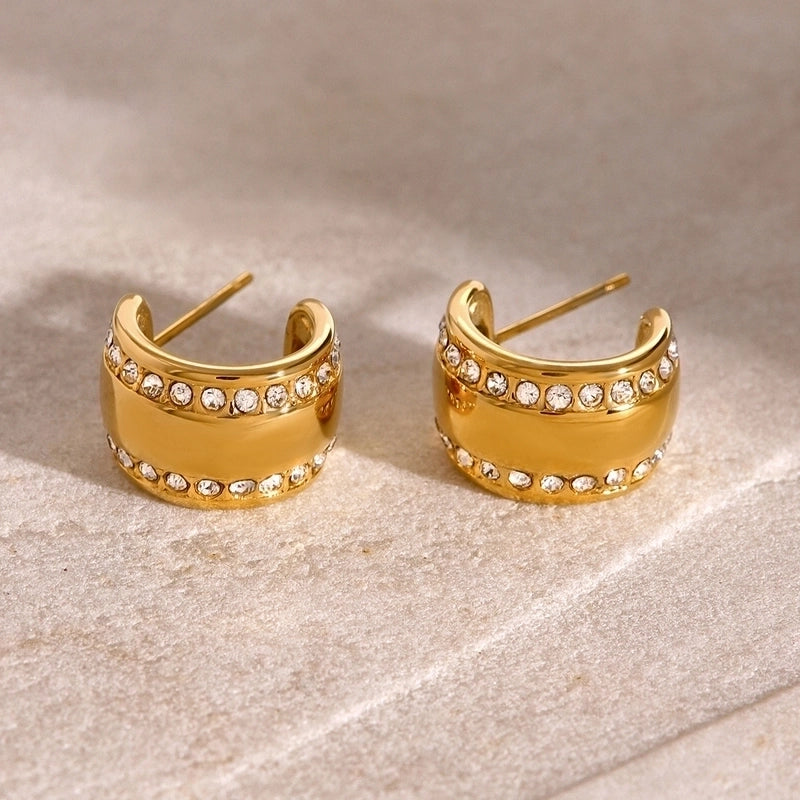 1 Pair Casual Minimalist Classic Style C Shape 304 Stainless Steel Earrings