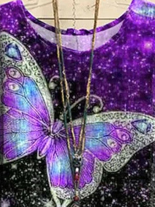 Women Short Sleeve Scoop Neck Printed Polka Dot Top