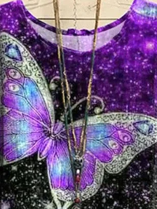 Women Short Sleeve Scoop Neck Printed Polka Dot Top