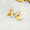 Elegant White & Golden Petal Tassel Earrings