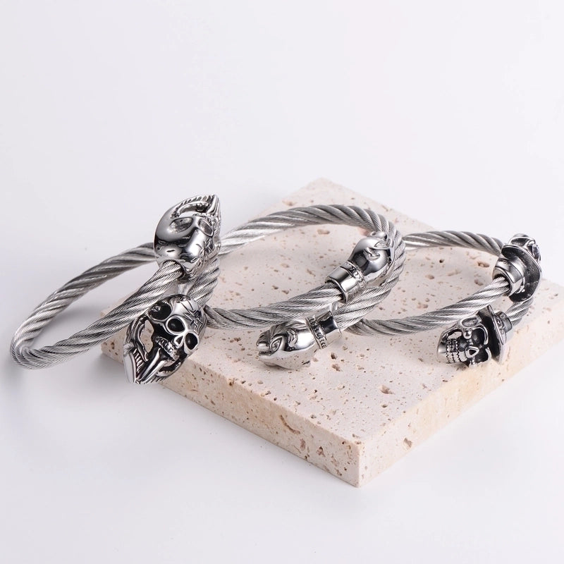 304 Stainless Steel 18K Gold Plated Hip-Hop Inlay Geometric Acrylic Pearl Bangle