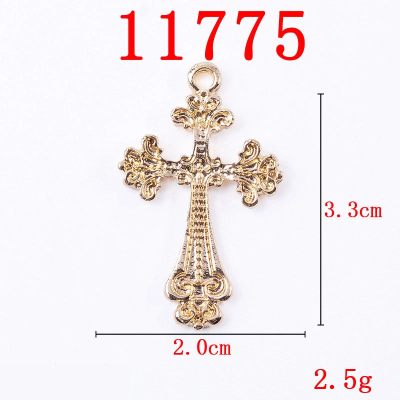 10 PCS/Package 13*26mm 21*26mm 31*37mm Alloy Crystal Pearl Cross Jewelry Accessories Pendant