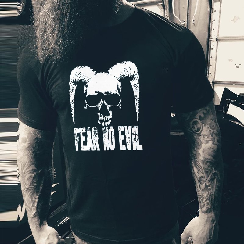 Livereid Fear No Evil Skull Printed Men's T-shirt - Livereid