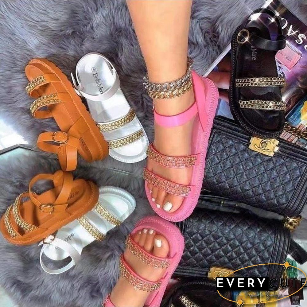 Chain Embellished Thicken Buttom Sandal Shoes