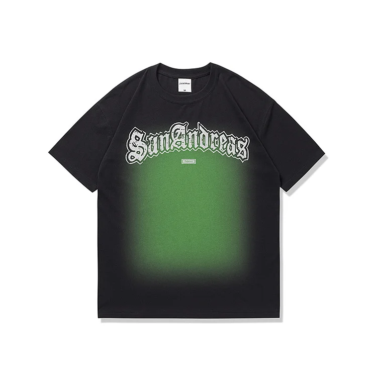 Loveciss®/ Gradient Front And Rear Letter Print Short Sleeve T-Shirt