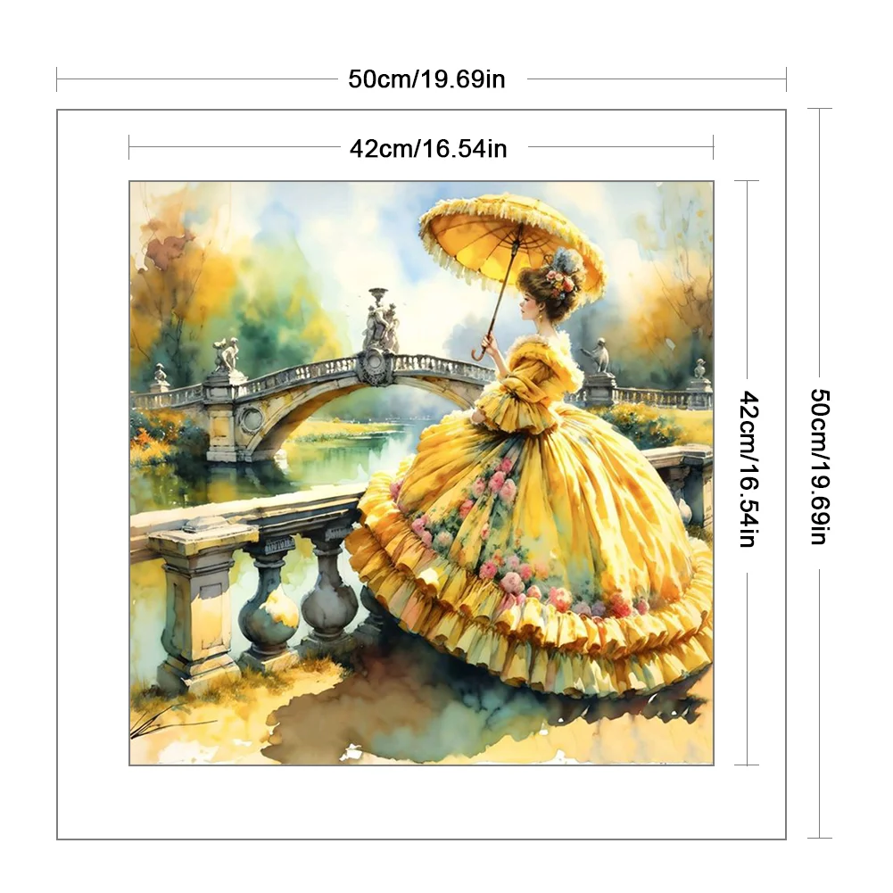 11CT Full Stamped Cross Stitch - Vintage Lady(Canvas|50*50CM)