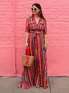 Bohemia Striped Shirt Maxi Dress