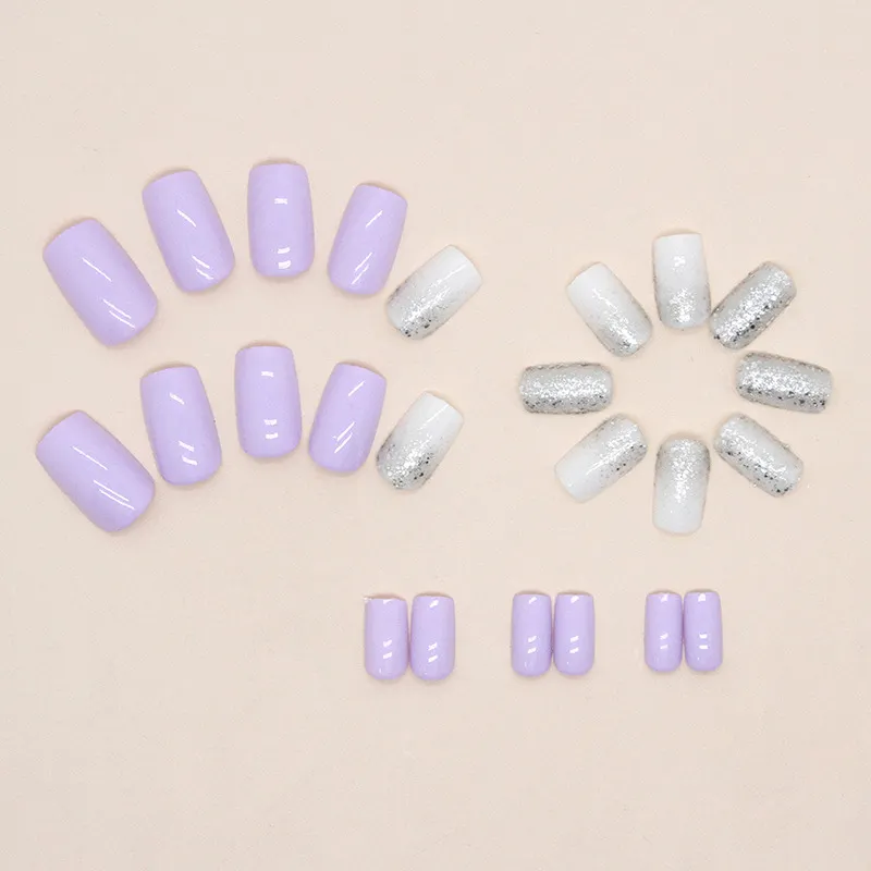 Churchf Churchf Color Sweet Taro Purple Tender Girl Nail Ins Wind Flash Pink Fake Nails Sweet Style Wear Armor