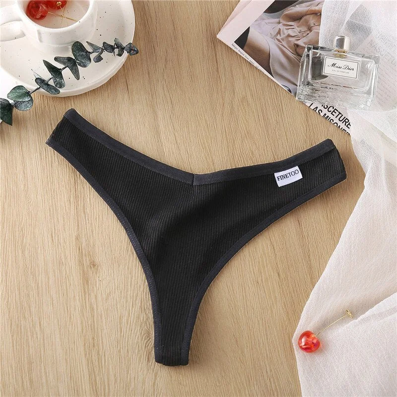 FINETOO M-2XL Women Cotton Panties Fashion Letter V Waist Underpants Low-Rise Female Underwear Girls Comfortable Briefs Lingerie
